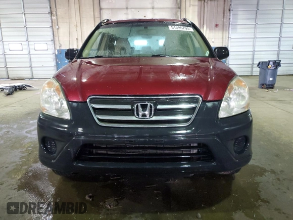2006 Honda CR-V EX with VIN SHSRD78836U438836, listed as a Copart auction lot 51596795 with 186,974 mi miles and Salvage Title. Bid and sale history available at carsss.com. Image 5.
