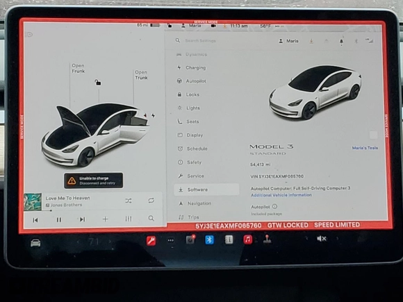 2021 Tesla Model 3 Standard Range Plus z VIN 5YJ3E1EAXMF065760, wystawiony jako Copart lot #54235345 z przebiegiem 54 413 mil mil oraz Szkoda całkowita • Salvage title. Historia ofert i sprzedaży dostępna na DreamBid. Obrazek 9.