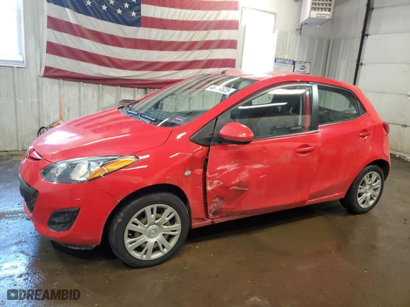 2013 Mazda Mazda2 Sport with VIN JM1DE1KZ5D0153970, listed as a Copart auction lot 46494525 with 98,855 mi miles and Salvage Title. Bid and sale history available at carsss.com. Image 1.