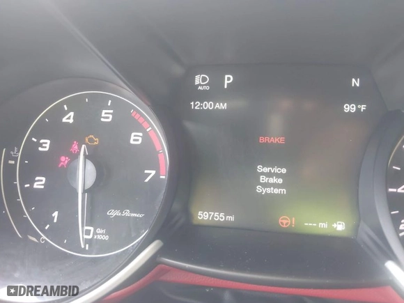 2019 Alfa Romeo Giulia with VIN ZARFAMAN0K7598745, listed as a IAAI auction lot 41872396 with 59,755 mi miles. Bid and sale history available at carsss.com. Image 7.