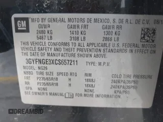 2012 Cadillac SRX with VIN 3GYFNGE3XCS657211, listed as a IAAI auction lot 42214105 with 149,075 mi miles and . Bid and sale history available at carsss.com. Image 9.