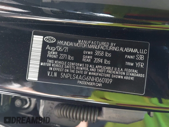 2022 Hyundai Elantra SEL z VIN 5NPLS4AG6NH060109, wystawiony jako IAAI lot #42227757 z przebiegiem 17 586 mil mil oraz . Historia ofert i sprzedaży dostępna na DreamBid. Obrazek 9.
