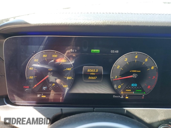 2019 Mercedes-Benz E-Class AMG E 53 with VIN WDDZF6BB0KA584278, listed as a Copart auction lot 54466284 with 54,667 mi miles and Salvage Title. Bid and sale history available at carsss.com. Image 9.