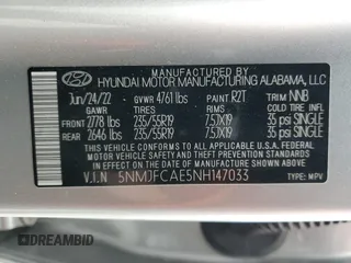2022 Hyundai Tucson SEL z VIN 5NMJFCAE5NH147033, wystawiony jako Copart lot #50194695 z przebiegiem 30 178 mil mil oraz Szkoda całkowita • Salvage title. Historia ofert i sprzedaży dostępna na DreamBid. Obrazek 15.