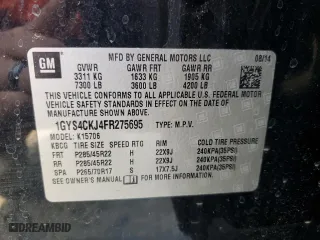 2015 Cadillac Escalade Premium with VIN 1GYS4CKJ4FR275695, listed as a Copart auction lot 44108685 with 134,470 mi miles and Salvage Title. Bid and sale history available at carsss.com. Image 15.