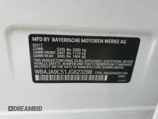 2018 BMW 5 Series 530e with VIN WBAJA9C51JG623288, listed as a Copart auction lot 52422925 with 137,612 mi miles and Clean title. Bid and sale history available at DreamBid. Image 12.
