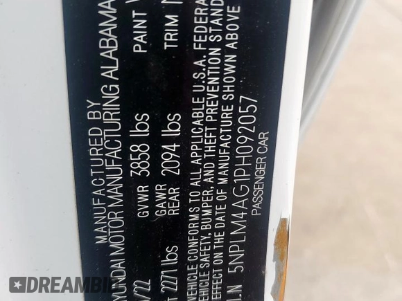 2023 Hyundai Elantra SEL with VIN 5NPLM4AG1PH092057, listed as a Copart auction lot 58759815 with 52,561 mi miles and Salvage title. Bid and sale history available at DreamBid. Image 12.