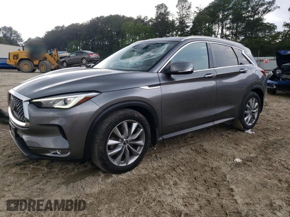 2019 Infiniti QX50 Luxe z VIN 3PCAJ5M31KF130795, wystawiony jako Copart lot #57424765 z przebiegiem 108 876 mil mil oraz Szkoda całkowita • Salvage title. Historia ofert i sprzedaży dostępna na DreamBid. Obrazek 1.