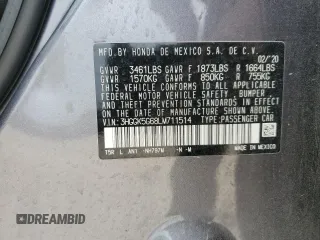 2020 Honda Fit Sport z VIN 3HGGK5G68LM711514, wystawiony jako Copart lot #54650065 z przebiegiem Nie podano mil oraz Szkoda całkowita • Salvage title. Historia ofert i sprzedaży dostępna na DreamBid. Obrazek 12.