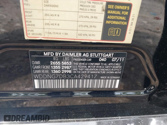 2012 Mercedes-Benz S 550 z VIN WDDNG7DB3CA429417, wystawiony jako IAAI lot #42125474 z przebiegiem Nie podano mil oraz . Historia ofert i sprzedaży dostępna na DreamBid. Obrazek 9.