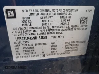 2022 Buick Envision Preferred with VIN LRBAZLR45ND164828, listed as a Copart auction lot 51814185 with 53,303 mi miles and Salvage Title. Bid and sale history available at carsss.com. Image 13.