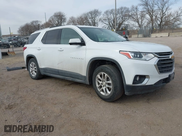2018 Chevrolet Traverse LT Cloth z VIN 1GNEVGKW8JJ167095, wystawiony jako IAAI lot #41479356 z przebiegiem 98 615 mil mil oraz . Historia ofert i sprzedaży dostępna na DreamBid. Obrazek 1.