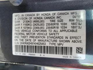 2019 Honda CR-V Touring with VIN 2HKRW2H91KH625453, listed as a Copart auction lot 52148075 with 28,599 mi miles and Non Repairable. Bid and sale history available at carsss.com. Image 15.