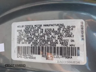 2000 Toyota Sienna LE z VIN 4T3ZF13C9YU175999, wystawiony jako IAAI lot #42438959 z przebiegiem 151 546 mil mil oraz . Historia ofert i sprzedaży dostępna na DreamBid. Obrazek 9.