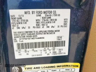 2014 Ford F-150 XL z VIN 1FTFW1ET4EFA44654, wystawiony jako Copart lot #61944385 z przebiegiem 164 924 mil mil oraz Szkoda całkowita • Salvage title. Historia ofert i sprzedaży dostępna na DreamBid. Obrazek 12.
