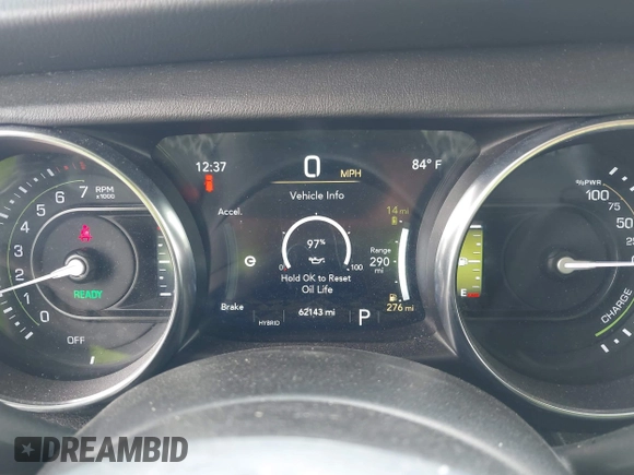 2023 Jeep Wrangler Sahara with VIN 1C4JJXP62PW627455, listed as a IAAI auction lot 42115137 with 62,143 mi miles and . Bid and sale history available at DreamBid. Image 7.