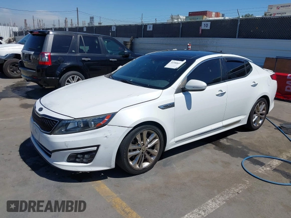 2015 Kia Optima SX Turbo with VIN 5XXGR4A63FG470724, listed as a IAAI auction lot 42006500 with 188,422 mi miles. Bid and sale history available at carsss.com. Image 2.