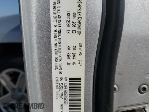 2007 Jeep Patriot Sport with VIN 1J8FF28W97D325271, listed as a Copart auction lot 52454715 with 182,358 mi miles and Clean Title. Bid and sale history available at DreamBid. Image 13.