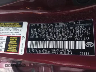 2013 Toyota Avalon XLE with VIN 4T1BK1EB4DU032060, listed as a IAAI auction lot 41967733 with 51,081 mi miles and . Bid and sale history available at DreamBid. Image 9.