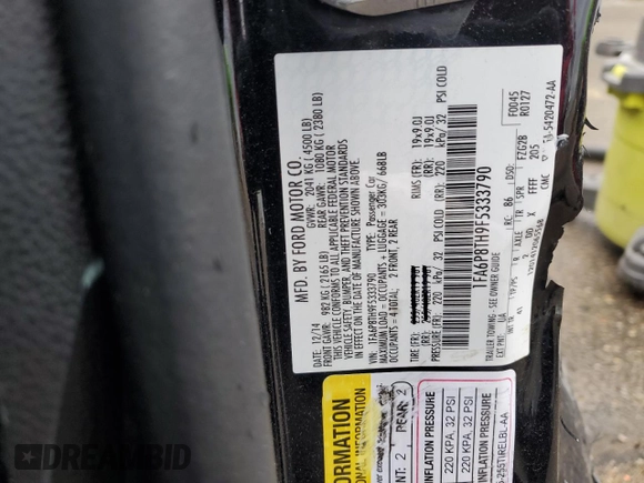 2015 Ford Mustang EcoBoost with VIN 1FA6P8TH9F5333790, listed as a Copart auction lot 52041535 with Not provided miles and Salvage title. Bid and sale history available at DreamBid. Image 13.