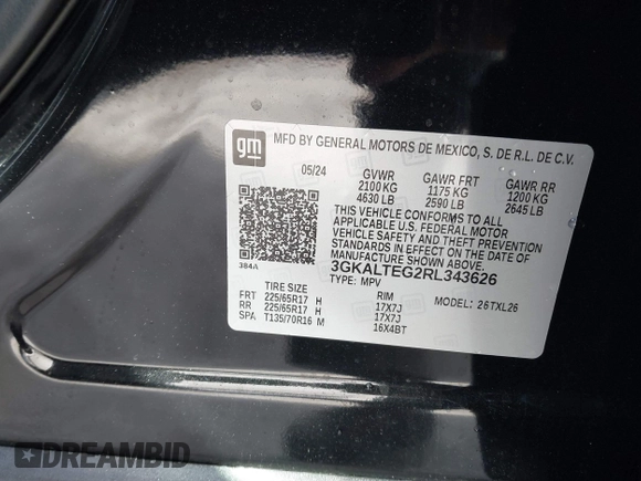 2024 GMC Terrain SLE с VIN 3GKALTEG2RL343626, выставлен на аукционе IAAI как лот 41455076 с пробегом 2 364 миль миль и . История ставок и продаж доступна на DreamBid. Изображение 9.
