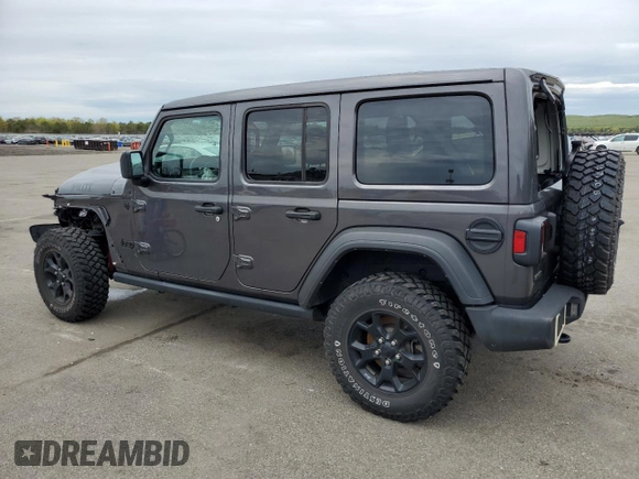 2022 Jeep Wrangler Unlimited Willys with VIN 1C4HJXDM6NW135462, listed as a Copart auction lot 53467564 with 22,028 mi miles and Non Repairable. Bid and sale history available at DreamBid. Image 2.