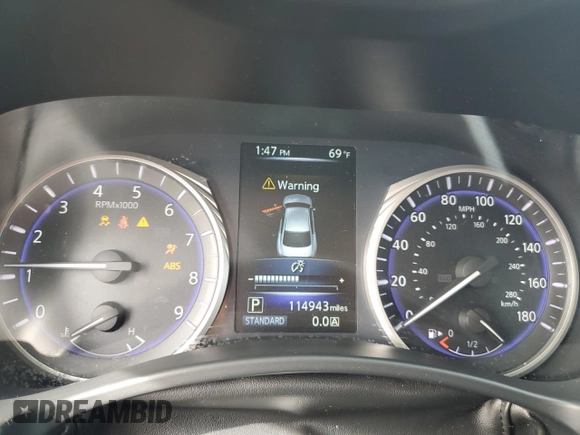 2016 Infiniti Q50 Red Sport 400 with VIN JN1FV7APXGM420158, listed as a Copart auction lot 43395405 with 114,943 mi miles and Salvage title. Bid and sale history available at DreamBid. Image 9.