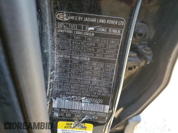 2014 Land Rover Range Rover Evoque Prestige Premium with VIN SALVV2BG4EH866699, listed as a Copart auction lot 74325964 with 174,421 mi miles and Salvage Title. Bid and sale history available at carsss.com. Image 12.