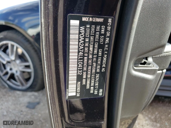 2020 Porsche Panamera with VIN WP0AA2A74LL104132, listed as a Copart auction lot 44551434 with 30,100 mi miles. Bid and sale history available at carsss.com. Image 12.