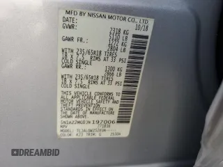 2018 Nissan Murano SV with VIN 5N1AZ2MG0JN197006, listed as a Copart auction lot 49572025 with 87,903 mi miles and Salvage Title. Bid and sale history available at DreamBid. Image 15.
