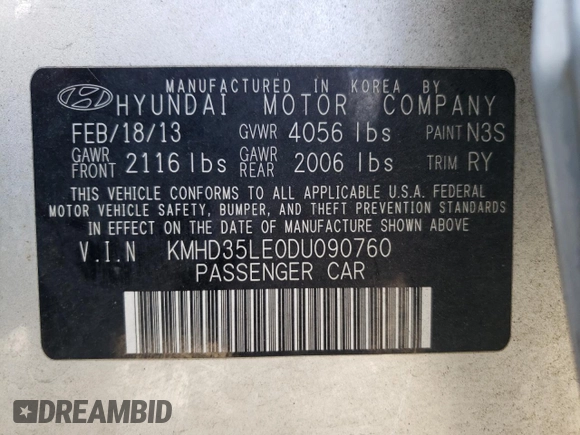 2013 Hyundai Elantra GT with VIN KMHD35LE0DU090760, listed as a Copart auction lot 72774434 with 119,962 mi miles and Salvage Title. Bid and sale history available at carsss.com. Image 15.