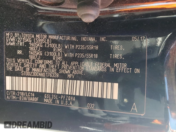 2017 Toyota Sienna XLE с VIN 5TDDZ3DC4HS176328, выставлен на аукционе Copart как лот 53185675 с пробегом 80 226 миль миль и Списание • Salvage title. История ставок и продаж доступна на DreamBid. Изображение 15.