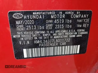 2020 Hyundai Sonata Hybrid Ultimate with VIN KMHL34JJ7LA011722, listed as a Copart auction lot 73647564 with 48,195 mi miles and Salvage Title. Bid and sale history available at carsss.com. Image 12.