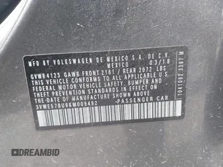 2019 Volkswagen Jetta SEL с VIN 3VWE57BU6KM009492, выставлен на аукционе IAAI как лот 42104094 с пробегом 137 087 миль миль и . История ставок и продаж доступна на DreamBid. Изображение 9.