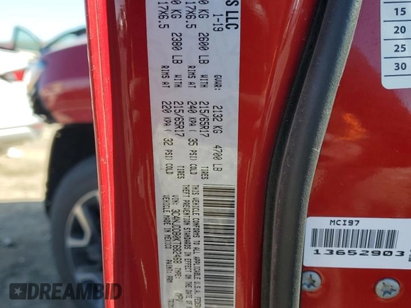 2019 Jeep Compass Trailhawk with VIN 3C4NJDDB0KT682468, listed as a Copart auction lot 49724205 with 75,842 mi miles and Salvage Title. Bid and sale history available at DreamBid. Image 14.