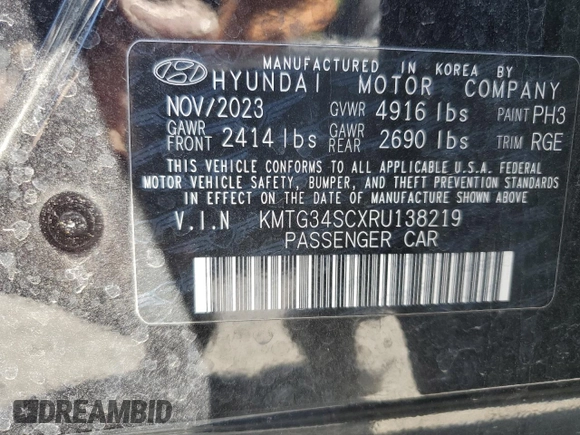 2024 Genesis G70 2.5T with VIN KMTG34SCXRU138219, listed as a Copart auction lot 53567155 with 13,323 mi miles and Salvage title. Bid and sale history available at DreamBid. Image 12.