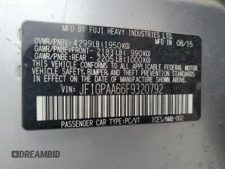 2015 Subaru Impreza 2.0i с VIN JF1GPAA66F9320792, выставлен на аукционе Copart как лот 55899035 с пробегом 80 433 миль миль и Списание • Salvage title. История ставок и продаж доступна на DreamBid. Изображение 12.
