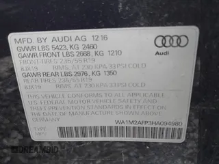 2017 Audi Q5 Premium Plus с VIN WA1M2AFP3HA094980, выставлен на аукционе IAAI как лот 41989809 с пробегом 87 987 миль миль и . История ставок и продаж доступна на DreamBid. Изображение 9.