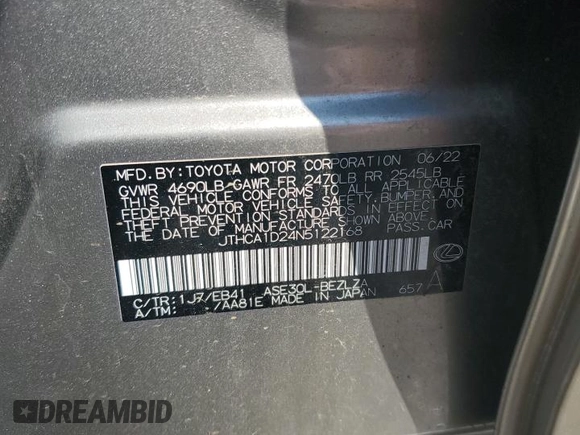2022 Lexus IS with VIN JTHCA1D24N5122168, listed as a Copart auction lot 54872845 with 26,083 mi miles and Salvage Title. Bid and sale history available at carsss.com. Image 12.