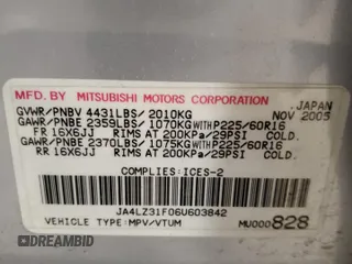 2006 Mitsubishi Outlander LS with VIN JA4LZ31F06U603842, listed as a Copart auction lot 81337914 with 207,829 mi miles and Salvage Title. Bid and sale history available at carsss.com. Image 13.