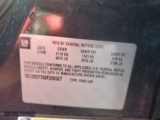 2008 Chevrolet Malibu LTZ with VIN 1G1ZK57768F206927, listed as a Copart auction lot 46655495 with 197,384 mi miles and Salvage Title. Bid and sale history available at carsss.com. Image 13.