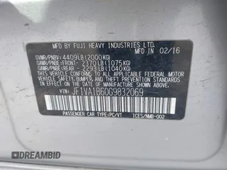 2016 Subaru WRX with VIN JF1VA1B60G9832069, listed as a IAAI auction lot 41954264 with 126,338 mi miles. Bid and sale history available at carsss.com. Image 9.