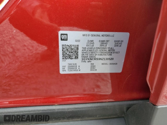 2022 Cadillac XT5 FWD Premium Luxury z VIN 1GYKNCRS9NZ130520, wystawiony jako Copart lot #47178275 z przebiegiem 8 564 mil mil oraz Szkoda całkowita • Salvage title. Historia ofert i sprzedaży dostępna na DreamBid. Obrazek 14.