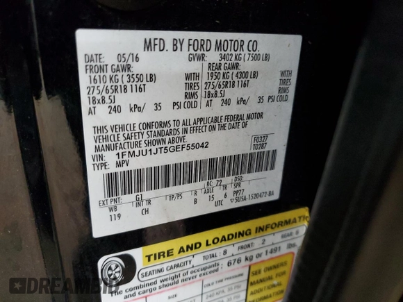 2016 Ford Expedition XLT с VIN 1FMJU1JT5GEF55042, выставлен на аукционе Copart как лот 50970375 с пробегом 133 937 миль миль и Списание • Salvage title. История ставок и продаж доступна на DreamBid. Изображение 13.
