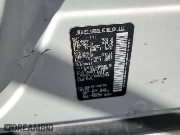 2015 Infiniti QX80 с VIN JN8AZ2NE1F9087040, выставлен на аукционе Copart как лот 57288095 с пробегом 191 583 миль миль и Списание • Salvage title. История ставок и продаж доступна на DreamBid. Изображение 13.
