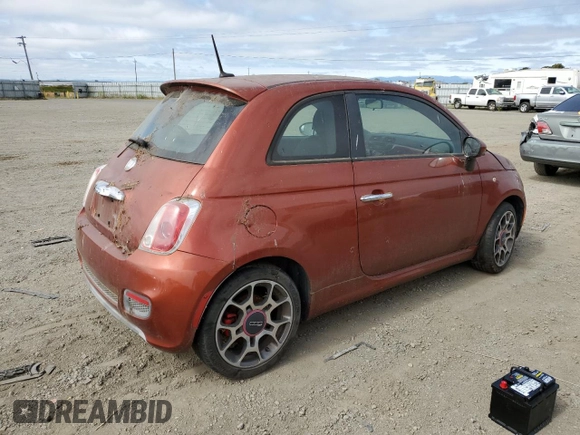 2012 FIAT 500 Sport with VIN 3C3CFFBR6CT102988, listed as a Copart auction lot 60181465 with 132,512 mi miles and Clean title. Bid and sale history available at DreamBid. Image 3.