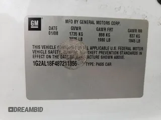2008 Pontiac G5 z VIN 1G2AL18F487211056, wystawiony jako Copart lot #72186014 z przebiegiem 193 485 mil mil oraz Czysty tytuł • Clean title. Historia ofert i sprzedaży dostępna na DreamBid. Obrazek 12.