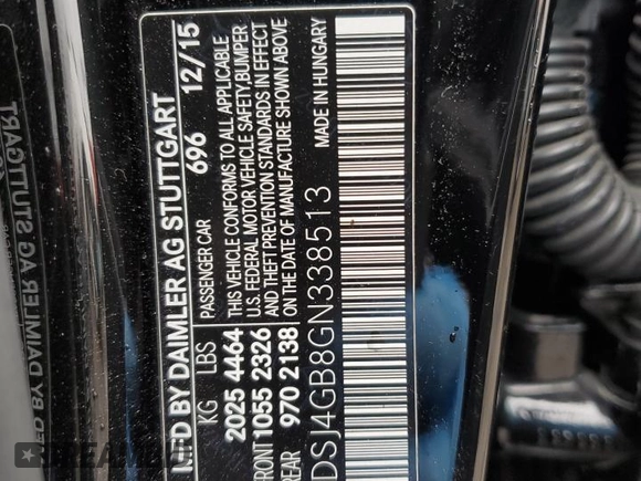 2016 Mercedes-Benz CLA 250 with VIN WDDSJ4GB8GN338513, listed as a Copart auction lot 44028464 with 80,627 mi miles and . Bid and sale history available at DreamBid. Image 12.