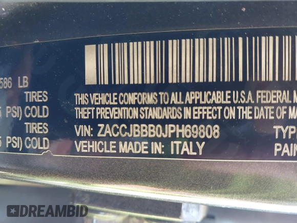 2018 Jeep Renegade Latitude with VIN ZACCJBBB0JPH69808, listed as a IAAI auction lot 42146368 with 191,051 mi miles and . Bid and sale history available at DreamBid. Image 9.