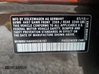 2013 Volkswagen CC Lux with VIN WVWRN7AN4DE526197, listed as a Copart auction lot 79539444 with 120,124 mi miles and Clean Title. Bid and sale history available at DreamBid. Image 12.